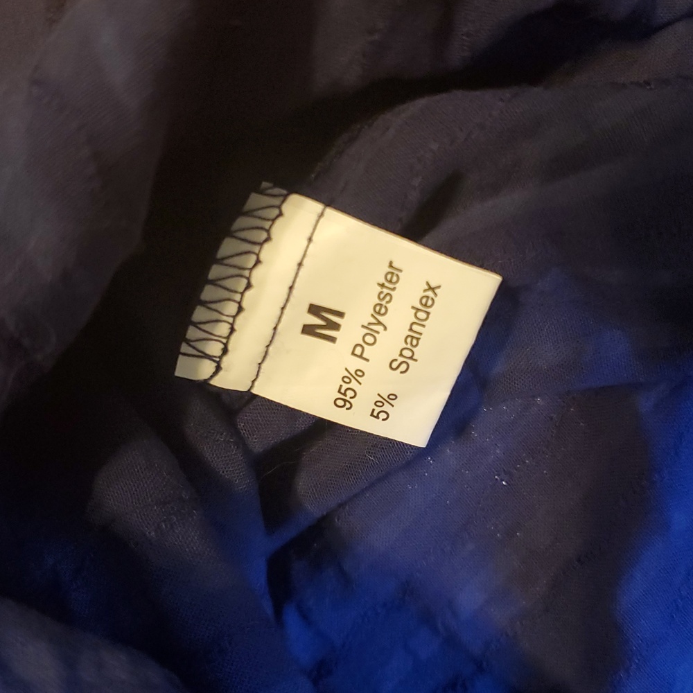 NWOT Elegant Navy Blue Lace Trim Blouse Medium - Picture 6 of 10
